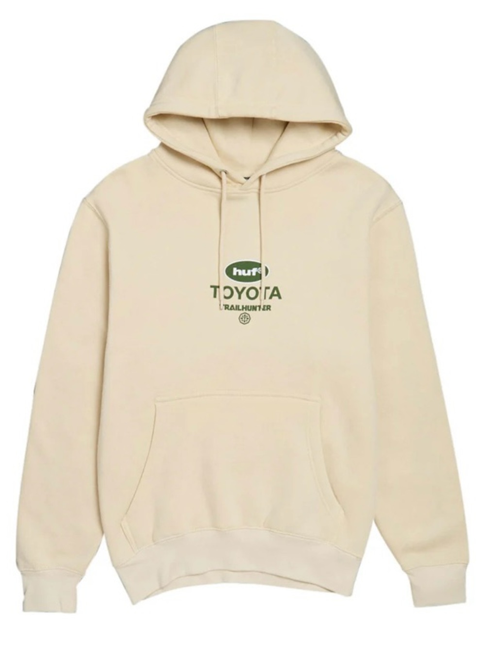 HUF Cream Pullover Hoodie with Green Logo